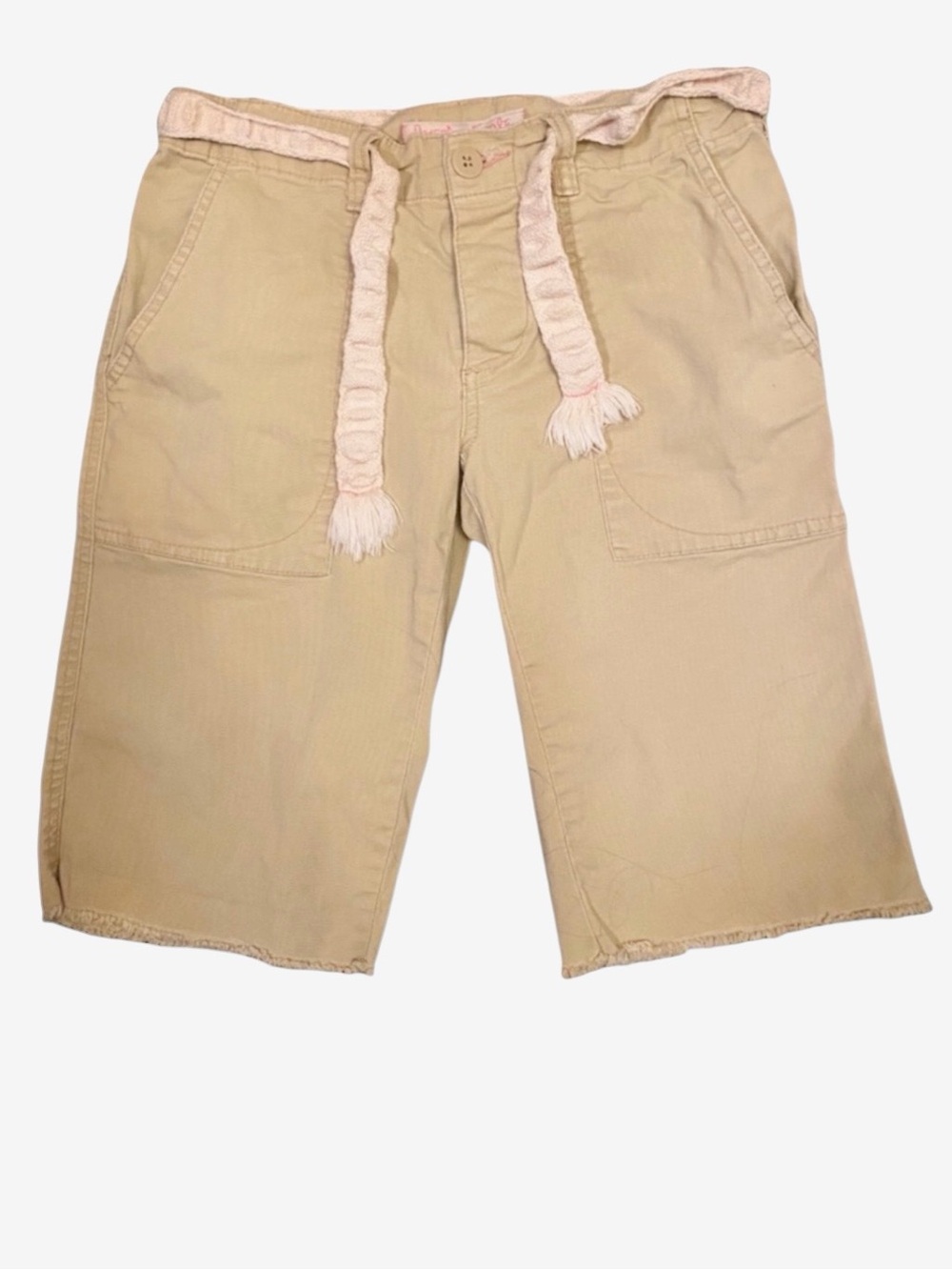 Y2K AEO Tan Long Shorts Bermudas with Soft Pink Belt Bermuda Shorts  ⭐️⭐️⭐️⭐️⭐️